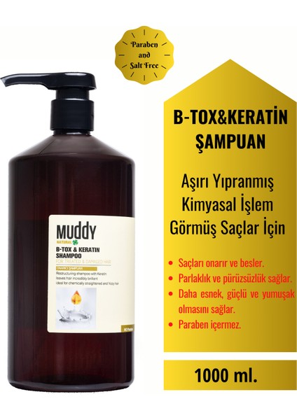 B-Tox & Keratın Onarıcı Saç Şampuanı 1000 ml x 3