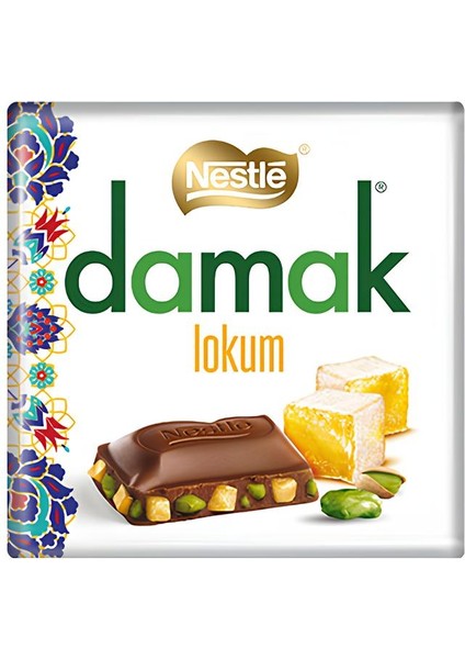Yeni Damak Lokum Antep Fıstıklı Kare Çikolata 60 gr x 2 Adet