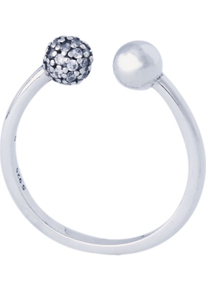 Taş Top Detaylı Gümüş Yüzük NUR-YZ00109
