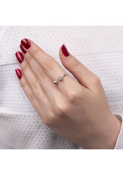 Taş Top Detaylı Gümüş Yüzük NUR-YZ00109 modelleri