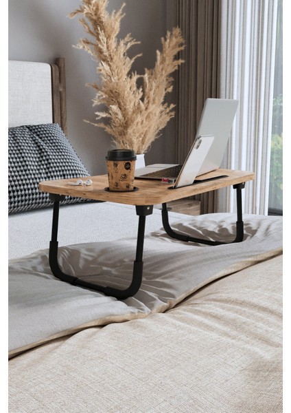 Portatif Katlanır Laptop Sehpası Tablet Telefon Tutuculu Laptop Sehpası Çam modelleri