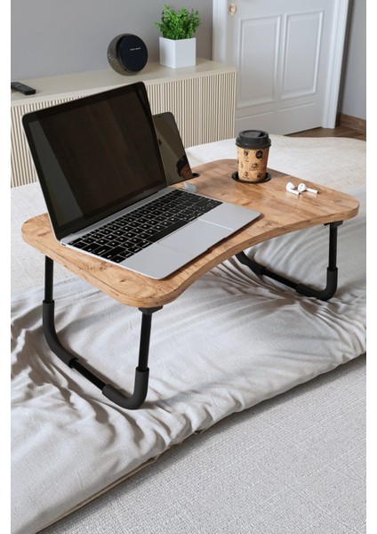 Portatif Katlanır Laptop Sehpası Tablet Telefon Tutuculu Laptop Sehpası Çam fırsatları