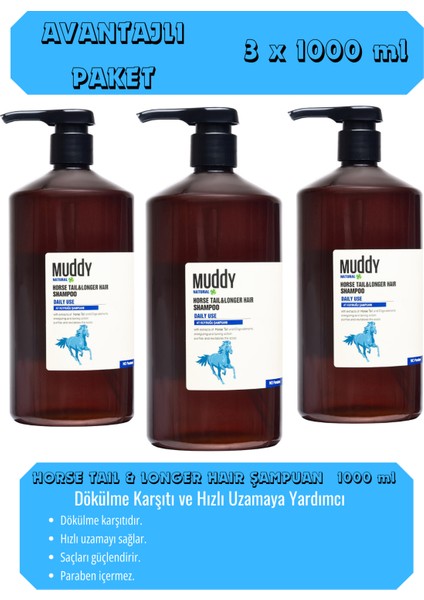 Horse Taıl Şampuan Hızlı Uzamaya Yardımcı 1000 ml x 3