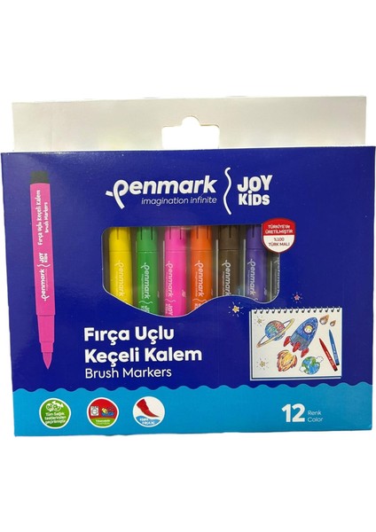 Süper Yıkanabilir Fırça Uçlu Keçeli Kalem 12'li