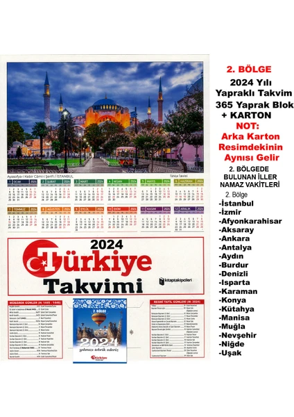 Kitap Takipçileri 2024 Yılı Türkiye Takvimi 365 Gün Yapraklı Duvar Takvimi Blok Ayasofya Manzara Karton