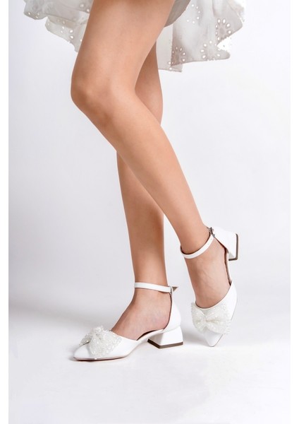 Kadın Beyaz Fiyonk Taş Detaylı Abiye Ayakkabı fırsatları
