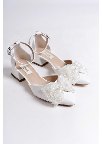 Kadın Beyaz Fiyonk Taş Detaylı Abiye Ayakkabı indirimleri