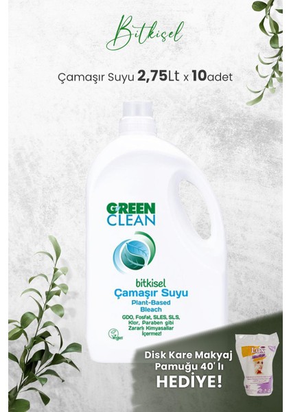 U Green Clean Green Clean Bitkisel Çamaşır Suyu 2,75 Lt x 10 Adet