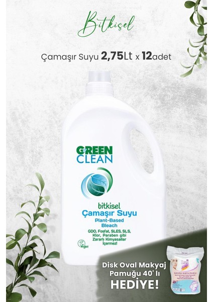 U Green Clean Green Clean Bitkisel Çamaşır Suyu 2,75 Lt x 12 Adet