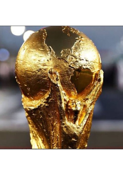 Turansoy Craft 30 cm Boy Dünya Kupası Gold Kaplama Gerçek Boyut Messi Qatar Futbol (Prenium Ürün)