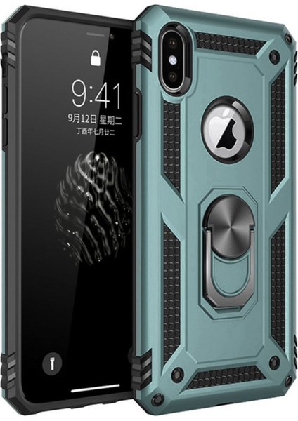 Iphone Xs Max Kılıf Sofya Yüzüklü Silikon Kapak - Yeşil 300099