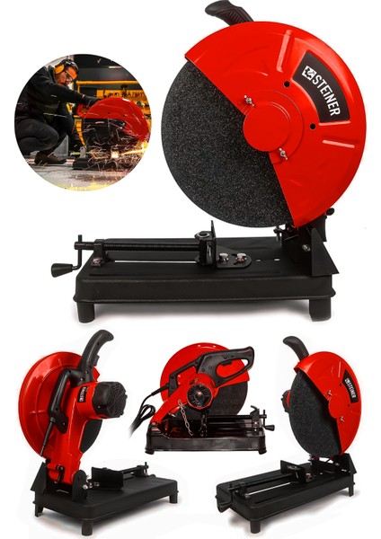 Alman Turbo 9000 Bakır Sargılı Çelik Şanzuman Profil Demir ve Metal Kesme Makinesi 355 mm