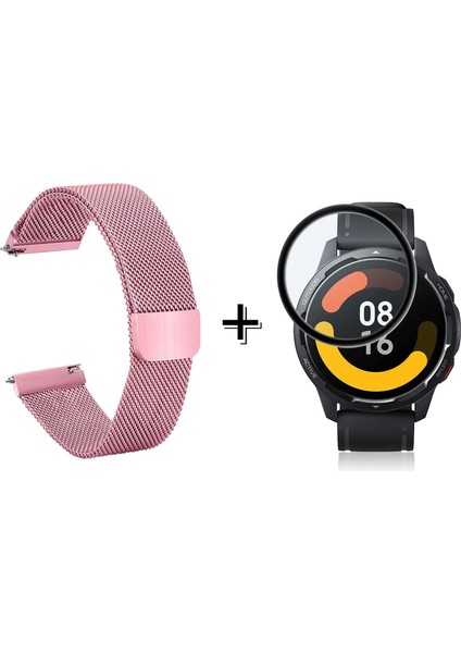 Xiaomi Watch S1 Active Için Metal Mıknatıslı Kordon Kayış + Ekran Koruma Filmi - FC096