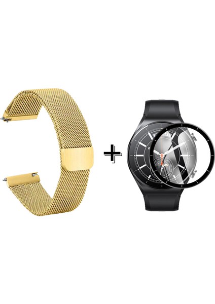 Xiaomi Watch S1 Için Metal Mıknatıslı Kordon Kayış + Ekran Koruma Filmi - FC096