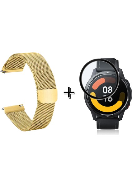 Xiaomi Watch S1 Active Için Metal Mıknatıslı Kordon Kayış + Ekran Koruma Filmi - FC096