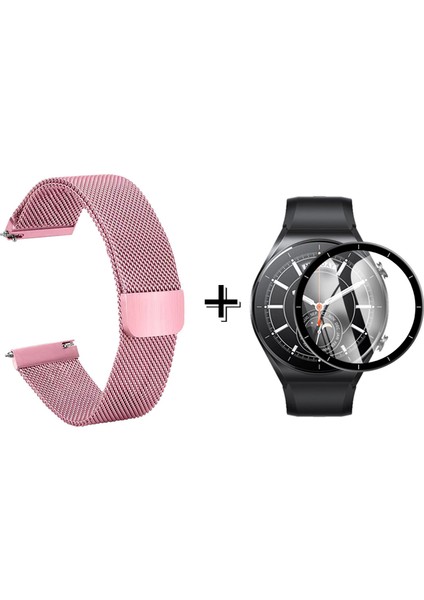 Xiaomi Watch S1 Için Metal Mıknatıslı Kordon Kayış + Ekran Koruma Filmi - FC096