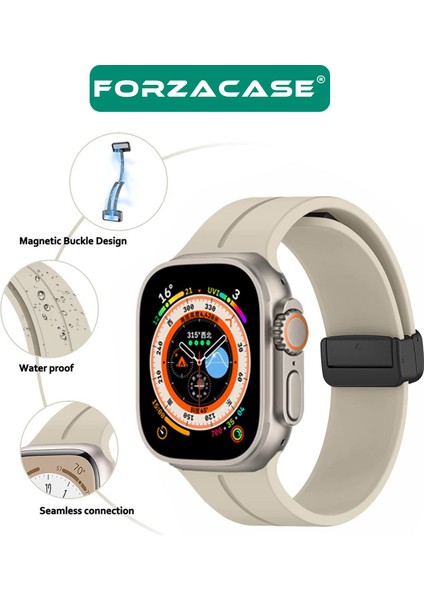 Apple Watch Ultra 2 Manyetik Tokalı Silikon Kordon Kayış + Ekran Koruma Filmi