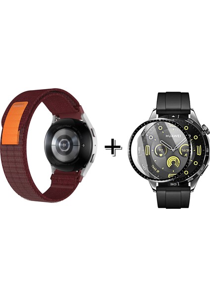 Huawei Watch 4 Cırtlı Hasır Kumaş Kordon Kayış + Ekran Koruma Filmi fiyatları