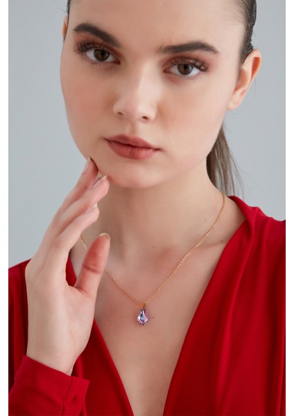 Kadın Dolce Encanto Model Çelik Altın Kaplama Hologram Istiridye Kristal Zirkon Taşlı Zincir Kolye fiyatları