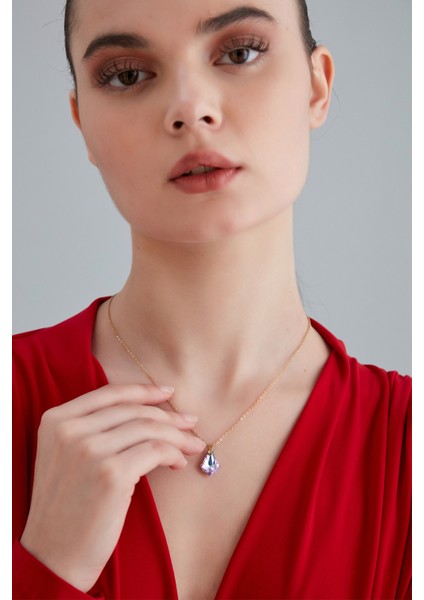 Kadın Dolce Encanto Model Çelik Altın Kaplama Hologram Istiridye Kristal Zirkon Taşlı Zincir Kolye fırsatları