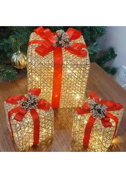 Yılbaşı Ağacı Altı 3lü LED Işıklı Kutu