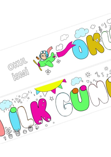 Okulumda Ilk Günüm Boyama Kağıdı modelleri