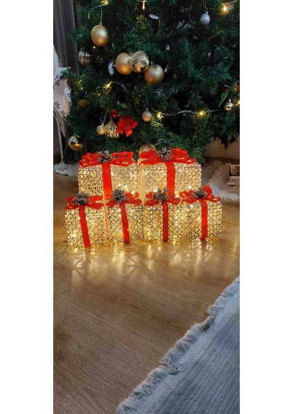 Yılbaşı Ağacı Altı 6 Lı LED Işıklı Kutu