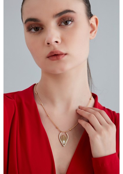 Kadın Luna Eleganza Model Çelik Altın Kaplama Damla Figür Kristal Zirkon Taşlı Boncuk Zincir Kolye modelleri