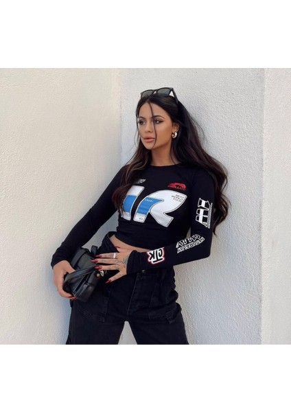 Racing Babe Crop Uzunkollu Bluz