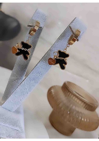316L Çelik Teddy Bear Siyah Küpe modelleri