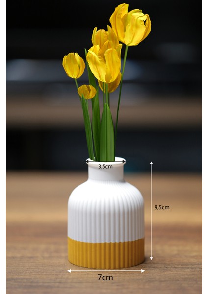 Cabaga Dekoratif Beyaz Sarı Vazo