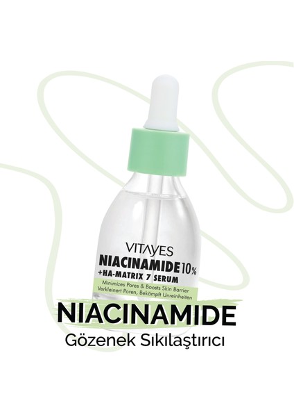 VITAYES Niacinamide %10 ve Hyalüronik Asit Cilt Gözenek Sıkılaştırıcı Cilt Bariyeri Güçlendirici Cilt Serumu 901