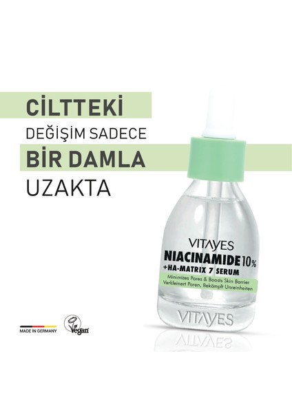 VITAYES Niacinamide %10 ve Hyalüronik Asit Cilt Gözenek Sıkılaştırıcı Cilt Bariyeri Güçlendirici Cilt Serumu 901