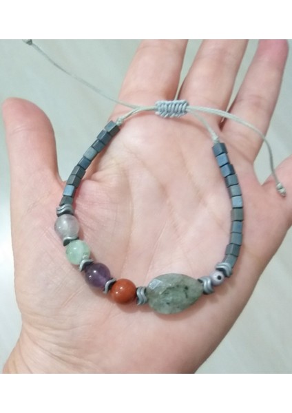 Labradorit Ametist Jasper Florit Hematit Doğaltaşlı Nazar Boncuklu Küp Miyuki Bileklik