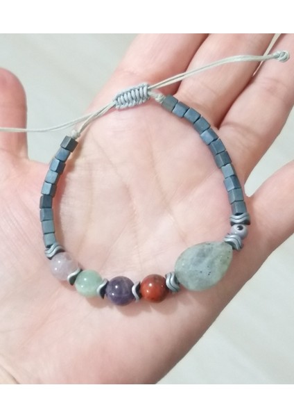 Labradorit Ametist Jasper Florit Hematit Doğaltaşlı Nazar Boncuklu Küp Miyuki Bileklik indirimleri