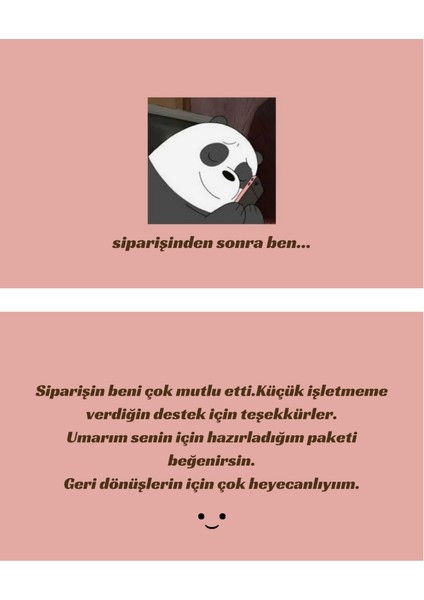 Işletmelere Özel Sevimli Ayıcık Arkalı Önlü Teşekkür Kartı Thank You Card 100 Adet 8.2 x 5.2 cm