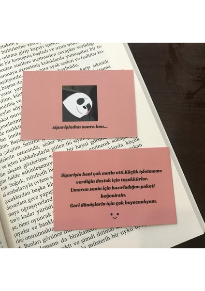 Işletmelere Özel Sevimli Ayıcık Arkalı Önlü Teşekkür Kartı Thank You Card 100 Adet 8.2 x 5.2 cm