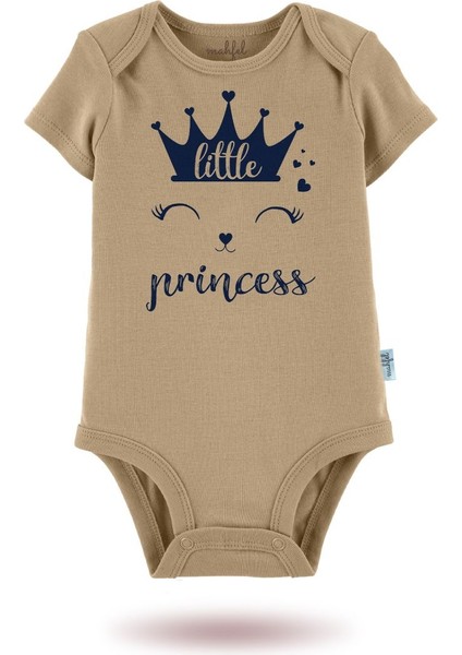 2'li Organik"princess" Baskılı Kısa Kollu Bebek Body Zıbın KISA-BEJ-KAHVE593-604 modelleri