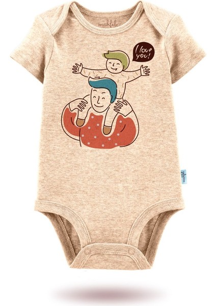 2'li Organik"babam-Ben" Baskılı Kısa Kollu Bebek Body Zıbın KISA-BEJ-KAHVE-699-754 fiyatları