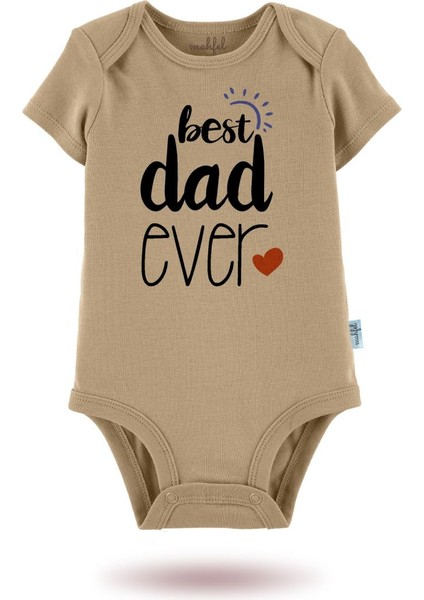 2'li Organik"en Iyi Baba" Baskılı Kısa Kollu Bebek Body Zıbın KISA-EKRU-KAHVE98-732 modelleri