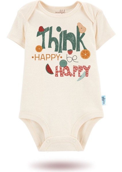 2'li Organik"mutlu Düşün Mutlu Ol" Baskılı Kısa Kollu Bebek Body Zıbın KISA-GÜNEŞ-EKRU-195 fiyatları