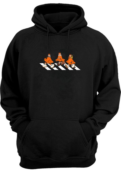 Pontoons At Pedestrian Crossing Baskılı Siyah Normal Kalıp Şardonlu Kalın Sweatshirt