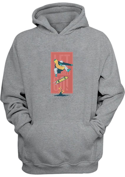 Let Your Self Go Baskılı Gri Normal Kalıp Şardonlu Kalın Sweatshirt