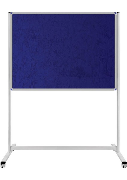 120 x 180 cm Tek Taraflı Sabit Tekerlekli Ayaklı Mavi Kumaşlı Pano 183