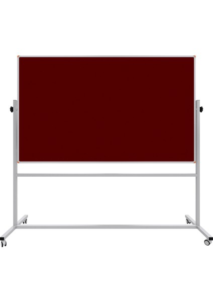 120 x 140 cm Çift Taraflı 360° Dönerli Tekerkli Mobil Bordo Kumaşlı Pano 187