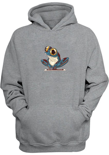 Shoe Frog Baskılı Gri Normal Kalıp Şardonlu Kalın Sweatshirt