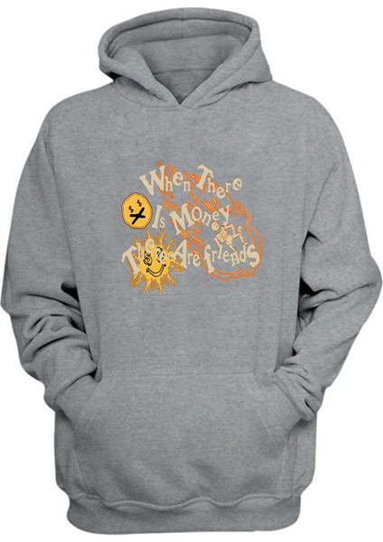 Then There Is Money Baskılı Gri Normal Kalıp Şardonlu Kalın Sweatshirt