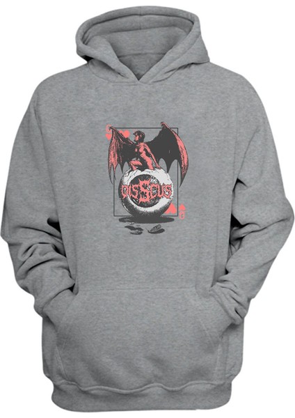 Disscus, Eye Baskılı Gri Normal Kalıp Şardonlu Kalın Sweatshirt
