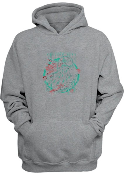 Fallıng Bırd Baskılı Gri Normal Kalıp Şardonlu Kalın Sweatshirt