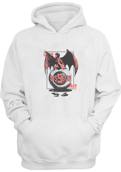 Disscus, Eye Baskılı Beyaz Normal Kalıp Şardonlu Kalın Sweatshirt